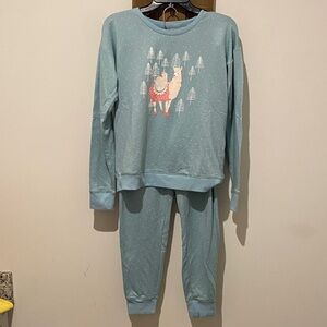 LC Lauren Conrad Kids Pajama Set in Light Blue with Llama Print